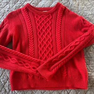 J. Crew Vibrant Red Cable Knit Sweater